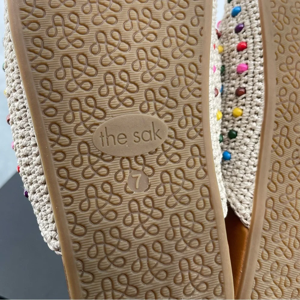 The Sak Bolinas beige crochet beaded clog mules size 7 - Picture 6 of 7
